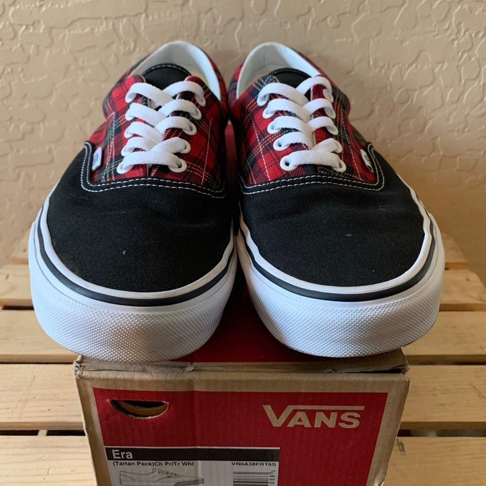 Vans Era skate shoes tartan red/blk/white